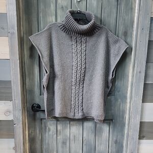 Gray Cable Knit Turtleneck Sweater